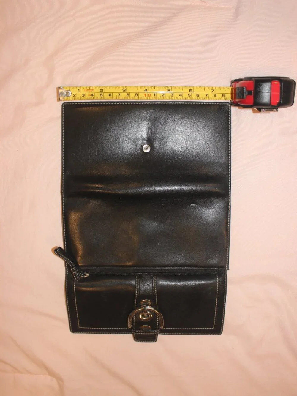 Vintage Coach Soho Black Leather Buckle Long Wallet Y2K Silver Hardware